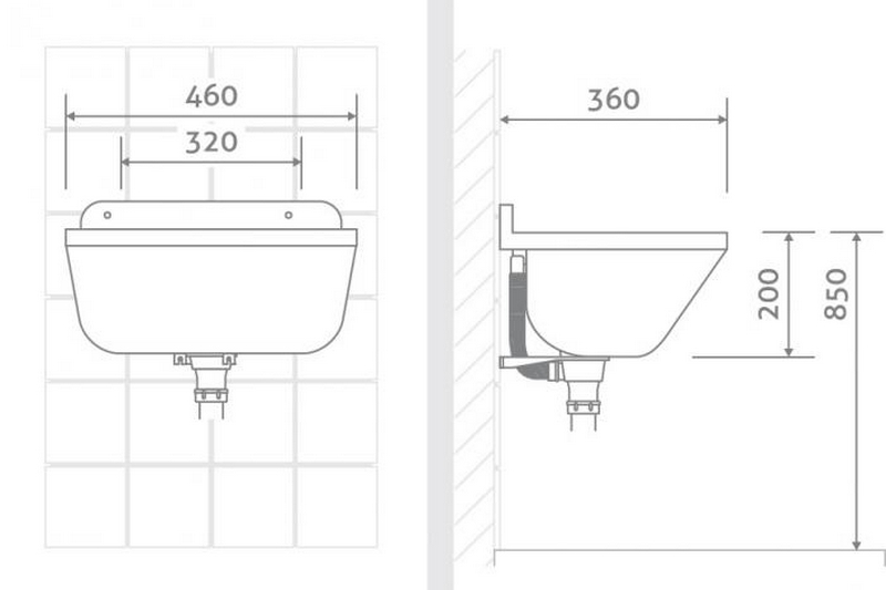 Technický dřez KLASIK 46 cm ŠEDÝ polypropylen + sifon a montážní sada