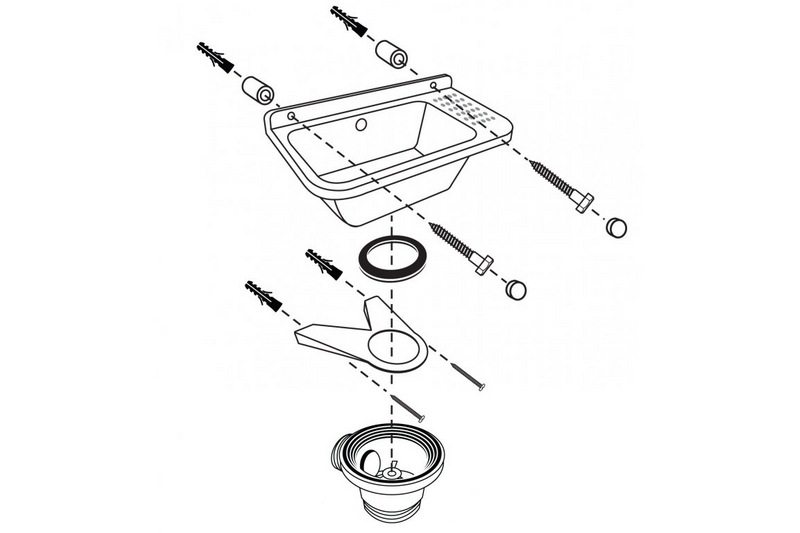 Technický dřez 50 cm ČERNÝ z polypropylenu + sifon a montážní příslušenství