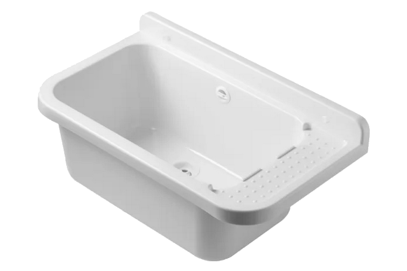 Technický dřez 60 cm BÍLÝ z polypropylenu + sifon a montážní příslušenství