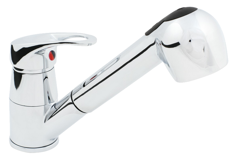 Dřezová stojánková páková baterie s výsuvnou sprchou chrom