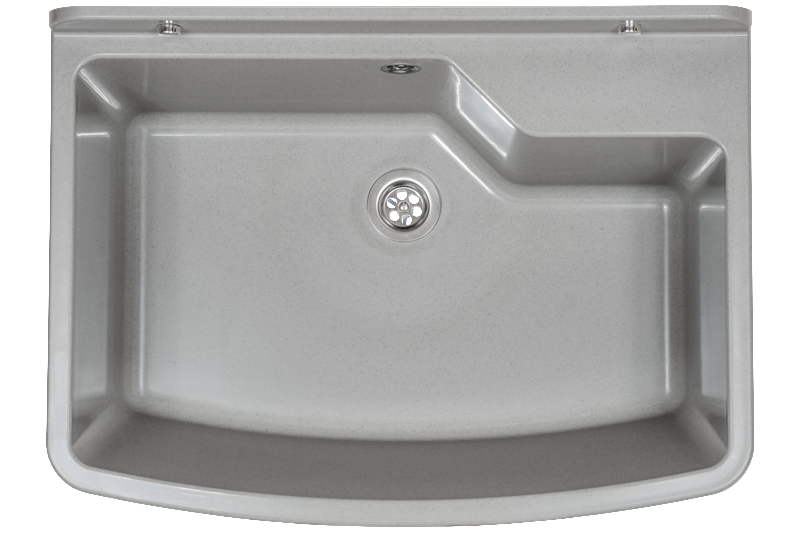 Technický dřez XXL 61 cm ŠEDÝ polypropylen + sifon a montážní sada