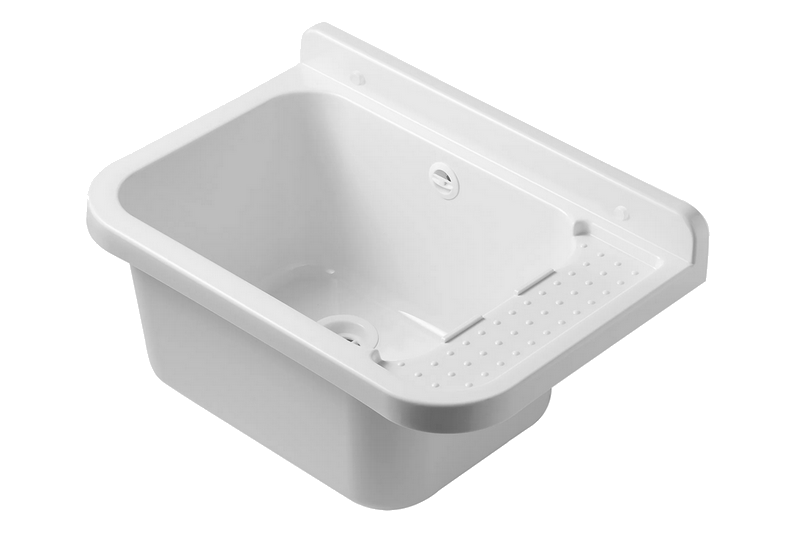 Technický dřez 50 cm BÍLÝ z polypropylenu + sifon a montážní příslušenství