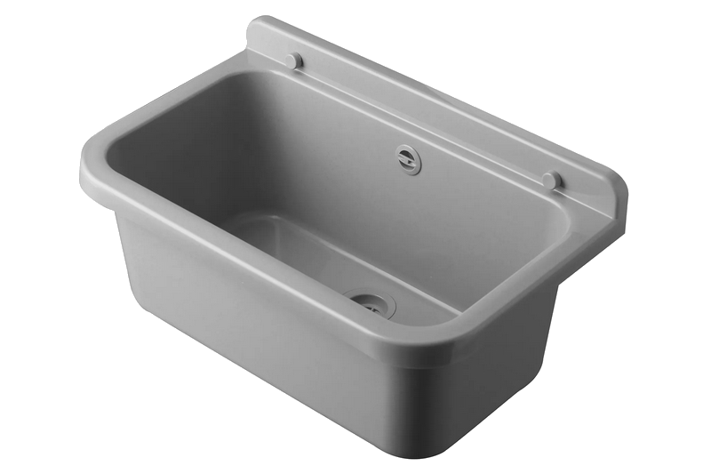 Technický dřez 55 cm ŠEDÝ z polypropylenu + sifon a montážní příslušenství