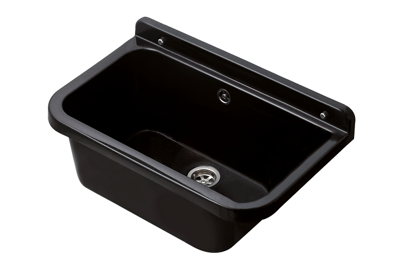 Technický dřez 55 cm ČERNÝ z polypropylenu + sifon a montážní příslušenství
