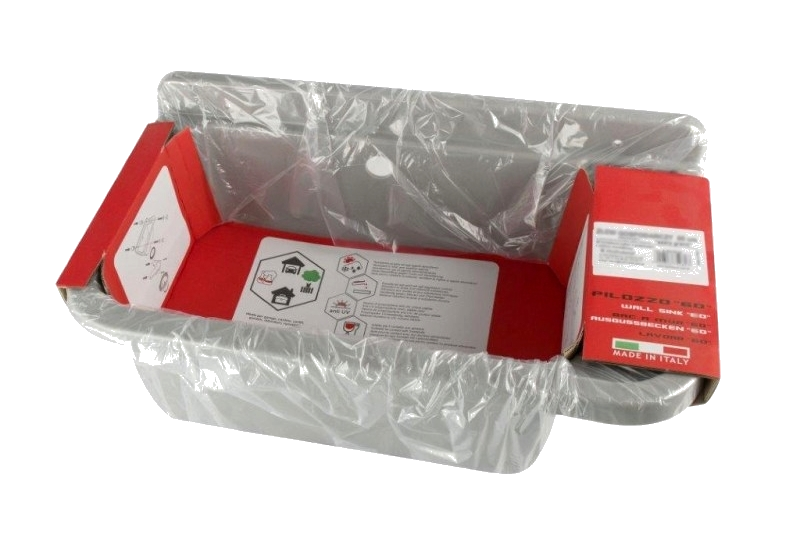 Technický dřez 60 cm ŠEDÝ z polypropylenu + sifon a montážní příslušenství