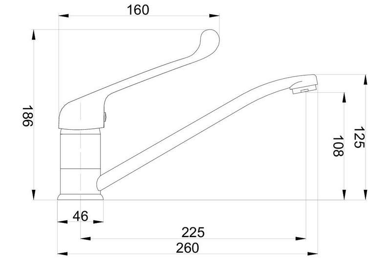 Dřezová stojánková baterie s prodlouženou pákou chrom