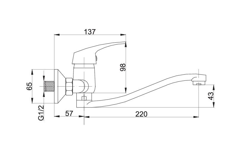 Dřezová nástěnná páková baterie chrom