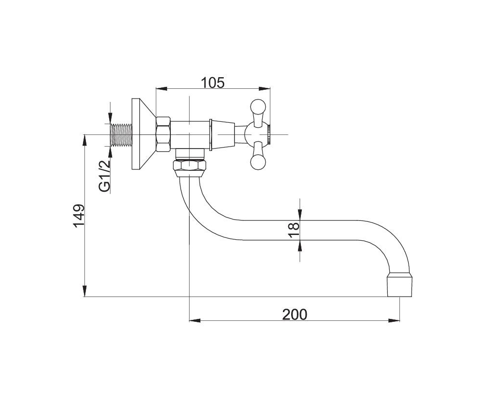 Dřezová nástěnná kohoutková retro baterie chrom