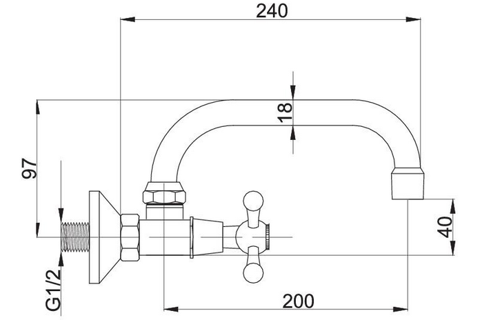 Umyvadlová nástěnná kohoutková retro baterie chrom