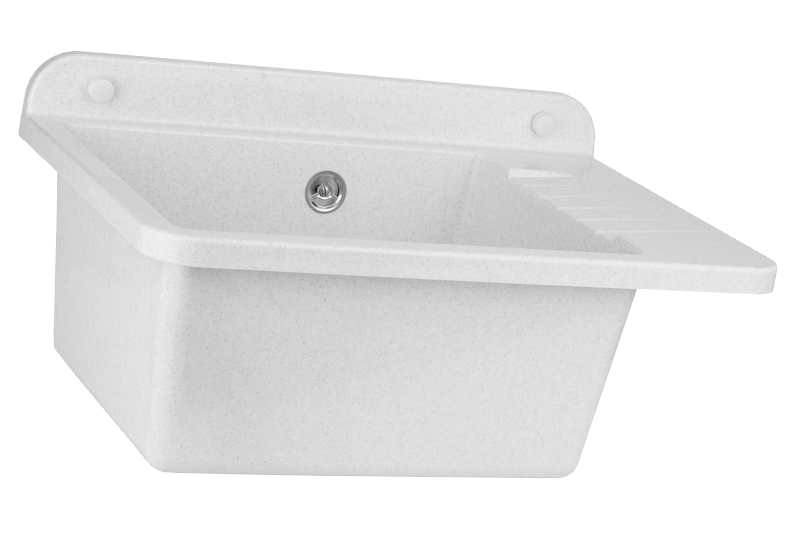 Technický dřez PRAKTIK 50 cm BÍLÝ polypropylen + sifon a montážní sada