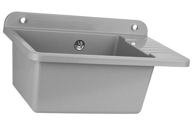 Technický dřez PRAKTIK 50 cm ŠEDÝ polypropylen + sifon a montážní sada