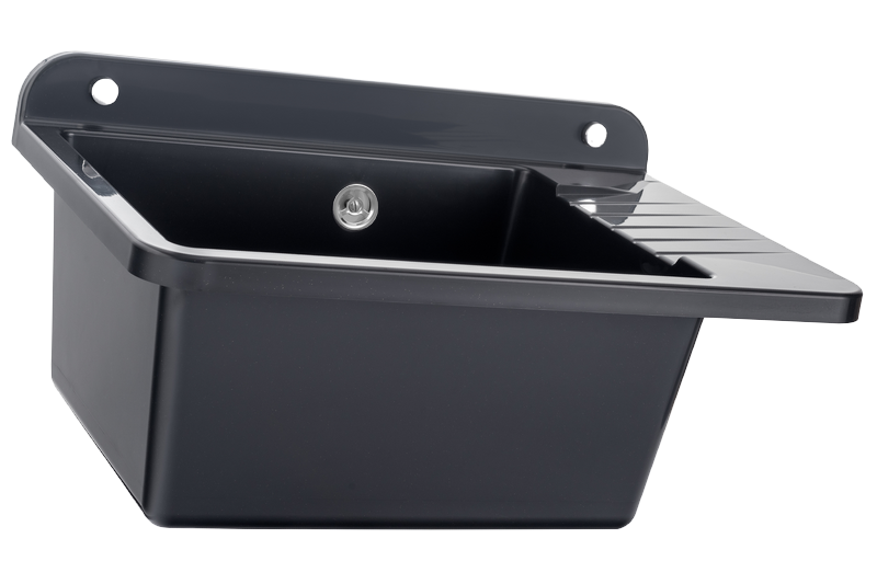 Technický dřez PRAKTIK 50 cm ČERNÝ polypropylen + sifon a montážní sada