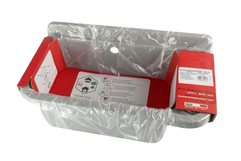 Technický dřez 50 cm ŠEDÝ z polypropylenu + sifon a montážní příslušenství