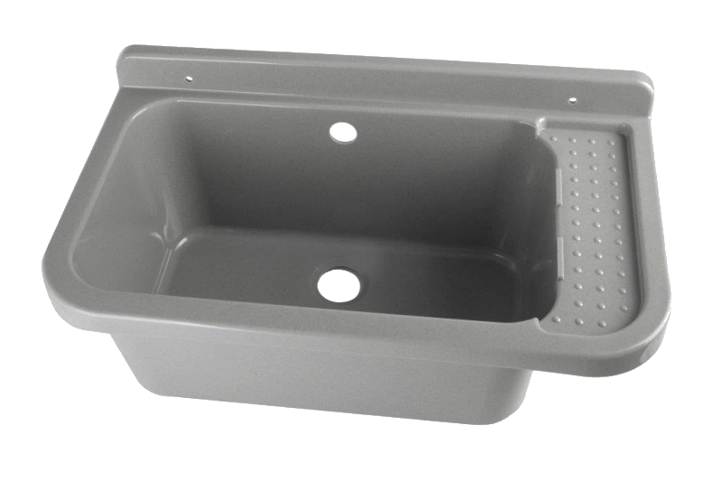 Technický dřez 60 cm ŠEDÝ z polypropylenu + sifon a montážní příslušenství