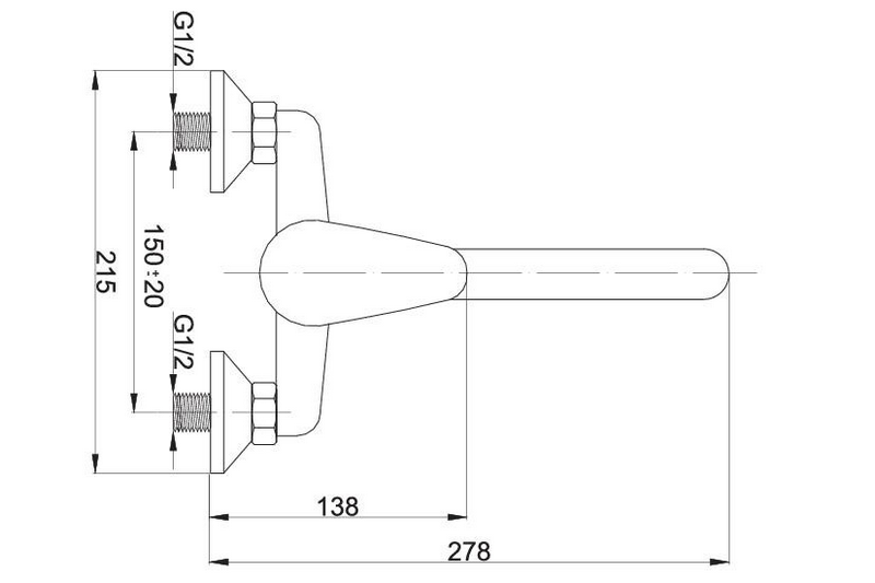 Dřezová nástěnná páková baterie chrom