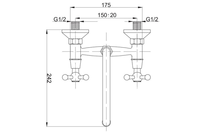 Dřezová nástěnná kohoutková retro baterie chrom
