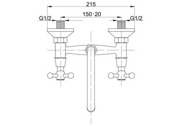Umyvadlová nástěnná kohoutková retro baterie chrom
