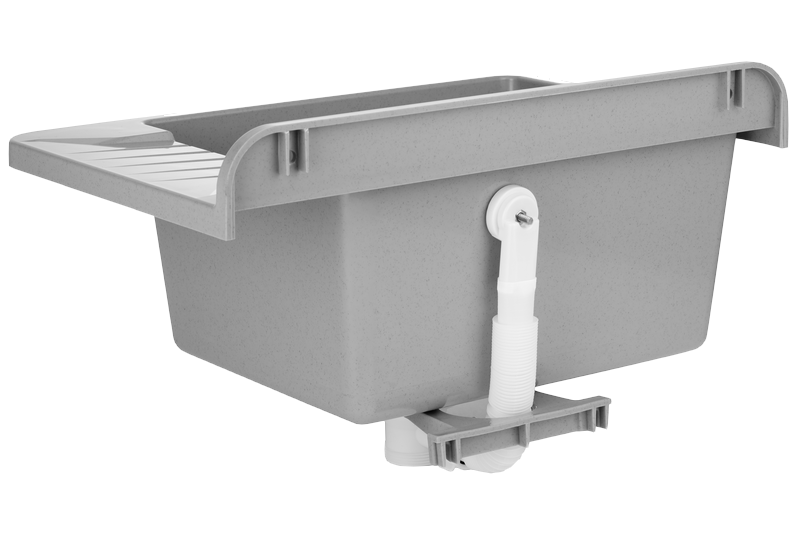 Technický dřez PRAKTIK 50 cm ŠEDÝ polypropylen + sifon a montážní sada