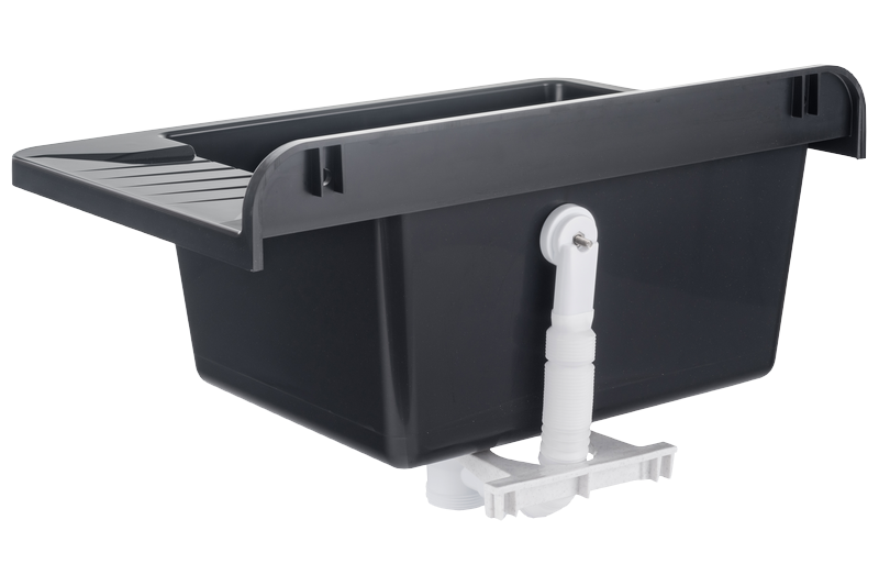 Technický dřez PRAKTIK 50 cm ČERNÝ polypropylen + sifon a montážní sada