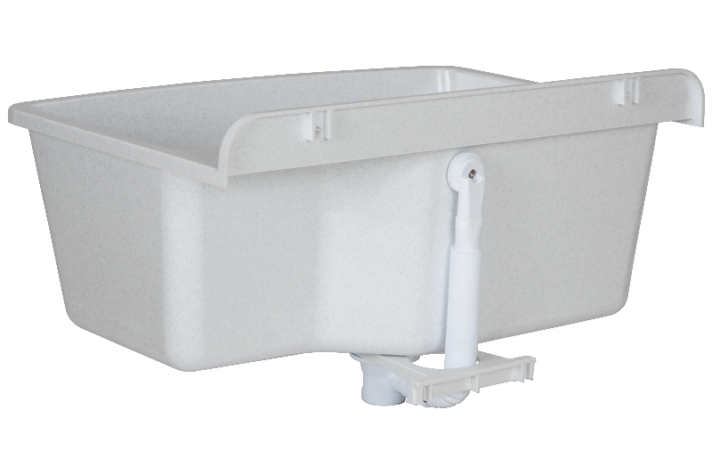 Technický dřez XXL 61 cm BÍLÝ polypropylen + sifon a montážní sada