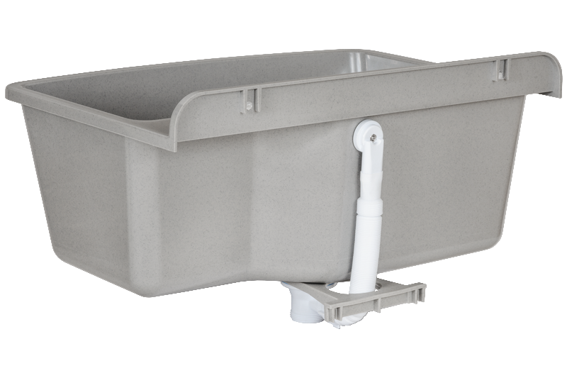 Technický dřez XXL 61 cm ŠEDÝ polypropylen + sifon a montážní sada