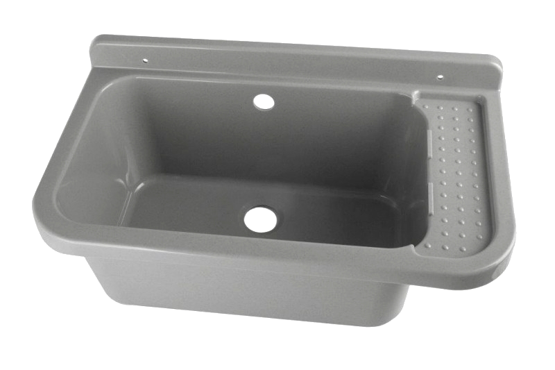 Technický dřez 50 cm ŠEDÝ z polypropylenu + sifon a montážní příslušenství