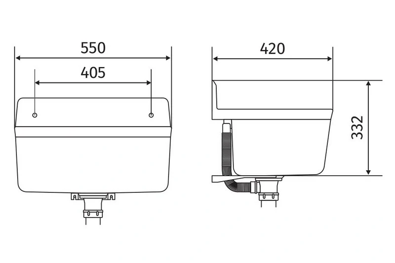 Technický dřez GRAND 55 cm BÍLÝ polypropylen + sifon a montážní sada
