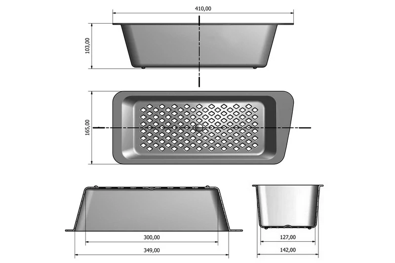 BÍLÝ odkapávací košík pro technický dřez XXL